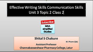Effective Writing Skills Communication Skills Unit 3 Topic 2 Class 3