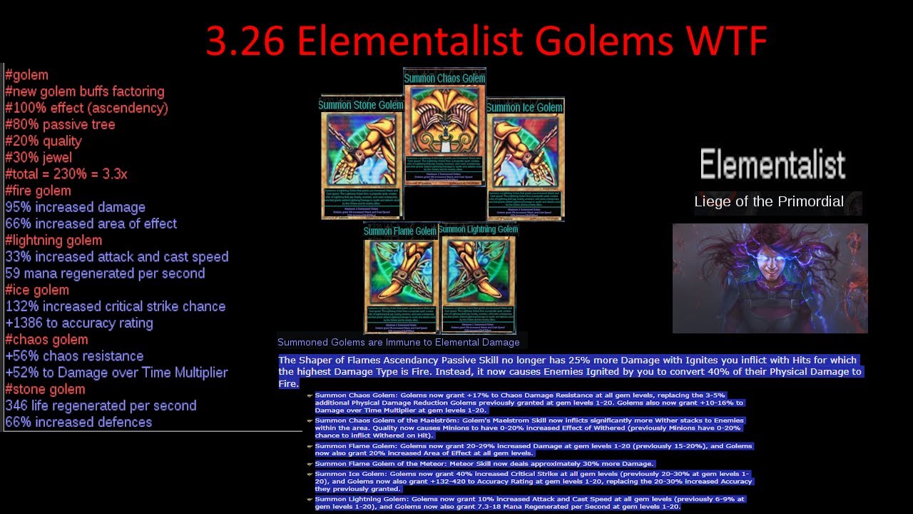 poe - 3.26 - elementalist ascendency changes - insane league start golem passive buffs poe - 3.26 - elementalist ascendency changes - insane league start golem passive buffs