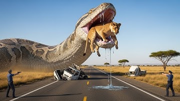 Brave USA Heroes Save Careless Mother Lion from Giant Python Attack After a Highway Accident 🐍
