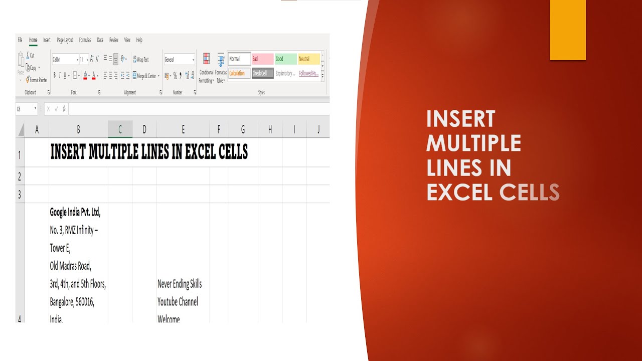 insert-multiple-lines-in-excel-cells-tamil-youtube