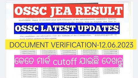 OSSC JUNIOR EXECUTIVE ASSISTANT RESULT/OSSC JEA RESULT & CUT OFF/OSSC JEA DOCUMENT VERIFICATION DATE