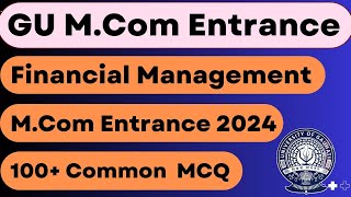 MCOM 2023 Entrance MCQ | Guwahati University Entrance | GU MCOM 2023 | Financial management | fm
