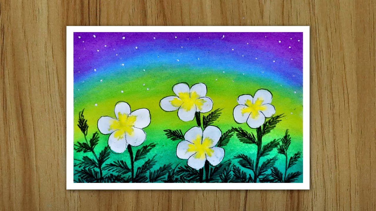 Flower garden drawing with oil pastel, Oil Pastel drawing for ...