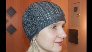 картинка: Весенняя шапка крючком ажурным узором Spring Crochet hat