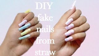 how to make fake nails//DIY fake nails from straw//diy fake nails at home//# shorts