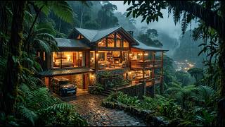 99% Fall Asleep Instantly with Heavy Rain at a Luxury Hillside Rainforest House | 3 Hours