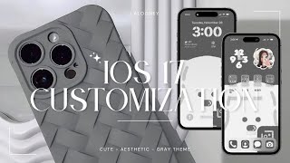iOS 17 aesthetic customization 🩶 gray theme | homescreen, lockscreen, widgets, app icons tutorial