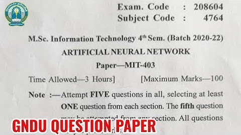 Gndu Msc IT 4th Semester Artificial Neural Network Question Paper | Msc IT 4th Sem Question Paper