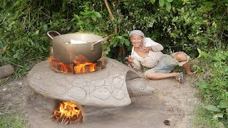 New way to make firewood stove with and clay - Amazing clay Turtle sculpting
