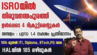 4 RECRUITMENT AT ISRO,VSSC- SALARY UPTO 1.4 LAKH,HAL RECRUITMENT|CAREER PATHWAY|Dr.BRIJESH JOHN