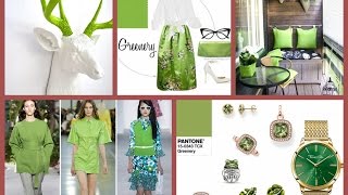 Moodboard with the Color of the Year 2017 Greenery Pantone fashion trends and Greenery Pantone interior decor ideas.

Greenery (PANTONE 15-0343) is the one of the Top 10 Spring/ Summer 2017 colors by 