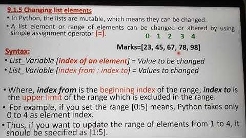 Changing list Elements in Python, Part 4, in Tamil, Chapter 9, Unit 3, A.Jaya Mabel Rani/AP.