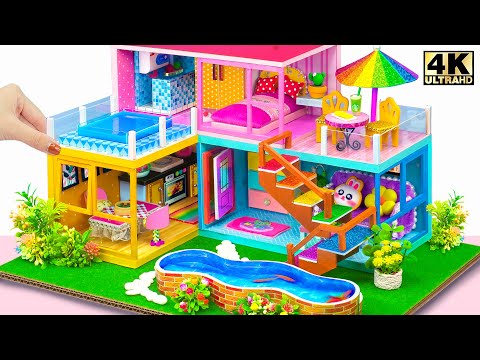 100 Days Building Bungalow Resort with 6 Room and 2 Mini Pool from Cardboard ❤️ DIY Miniature House