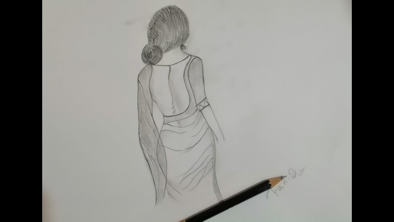 28 New Drawing saree sketch for Girl