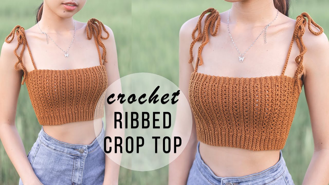 Crochet Ribbed Crop Top Easy Tank Top Simple Singlet Summer 