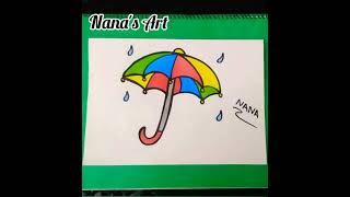 How to Draw An Umbrella/Umbrella Drawingرسم مظلّة للأطفال/رسم شمسيّة