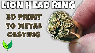 Lion Head Ring - 3D print to solid metal - resin home casting with VOGMAN