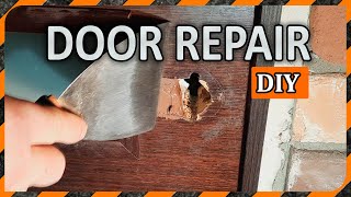DIY wooden door repair  how to patch a hole or defect on the door