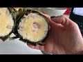 Delicious cylindrical sticky rice cakes/ Vietnamese traditional New Year’s cake/bánh tét