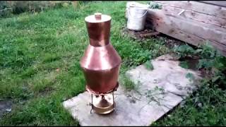 Испытание примуса и медного бака (Test of the kerosene stove and copper pot)