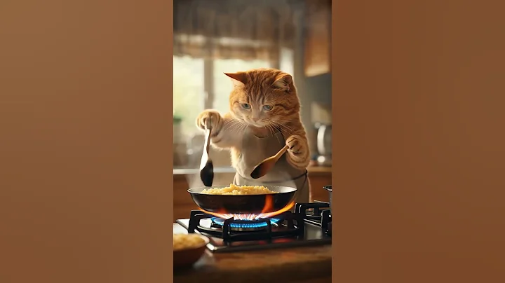 Watch the video about Cat Chef Cooking Fried Rice 🍚🔥 | Funny Cooking Cat Shorts