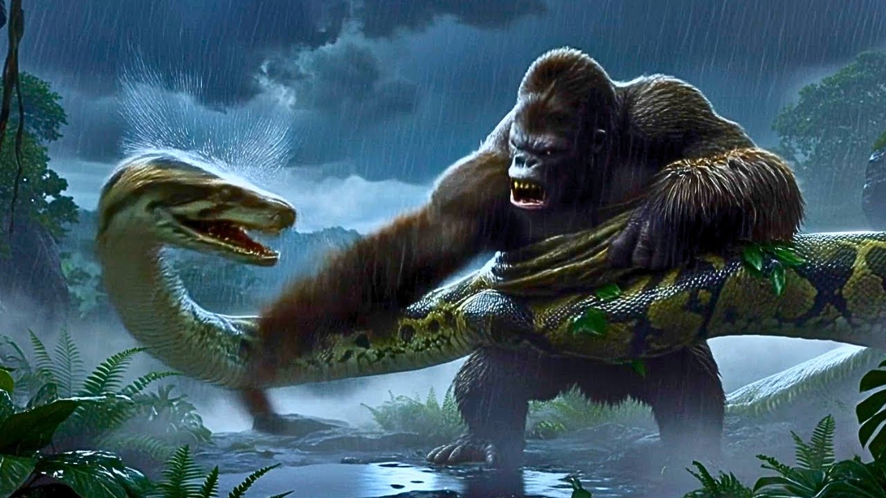 КИНГ-КОНГ против ТИТАНА АНАКОНДЫ. Гиперреалистичная битва ИИ. ИИ Клинга и Близнецов.