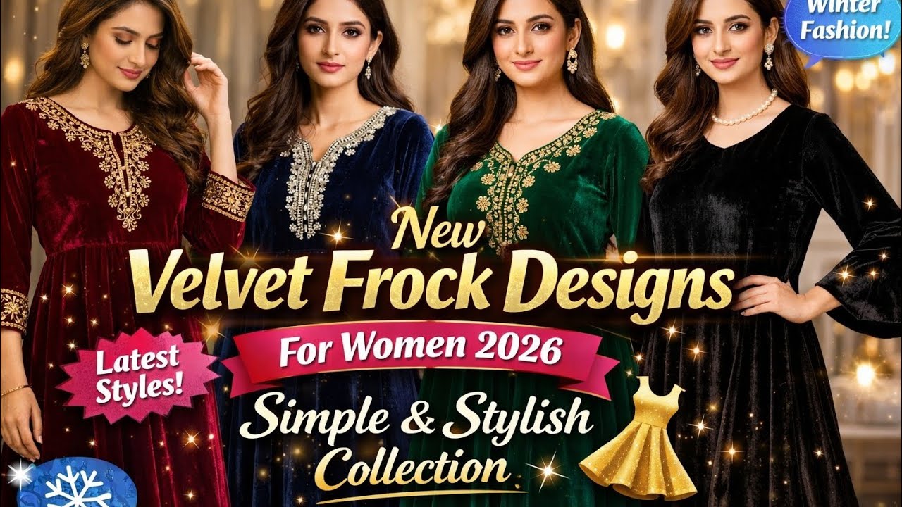 New Velvet Frock Designs for Women 2026 | Simple & Stylish Collection