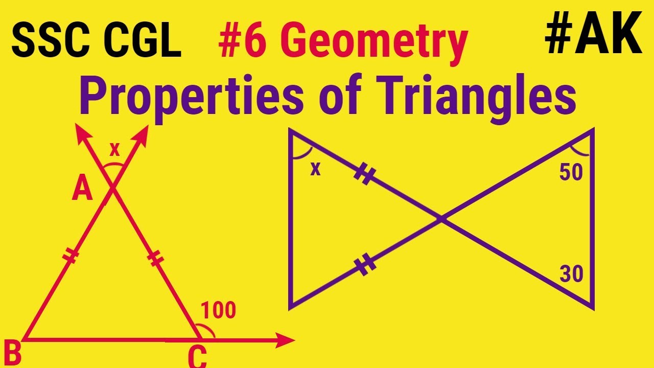 SSC CGL GEOMETRY properties of triangles in hindi part 6