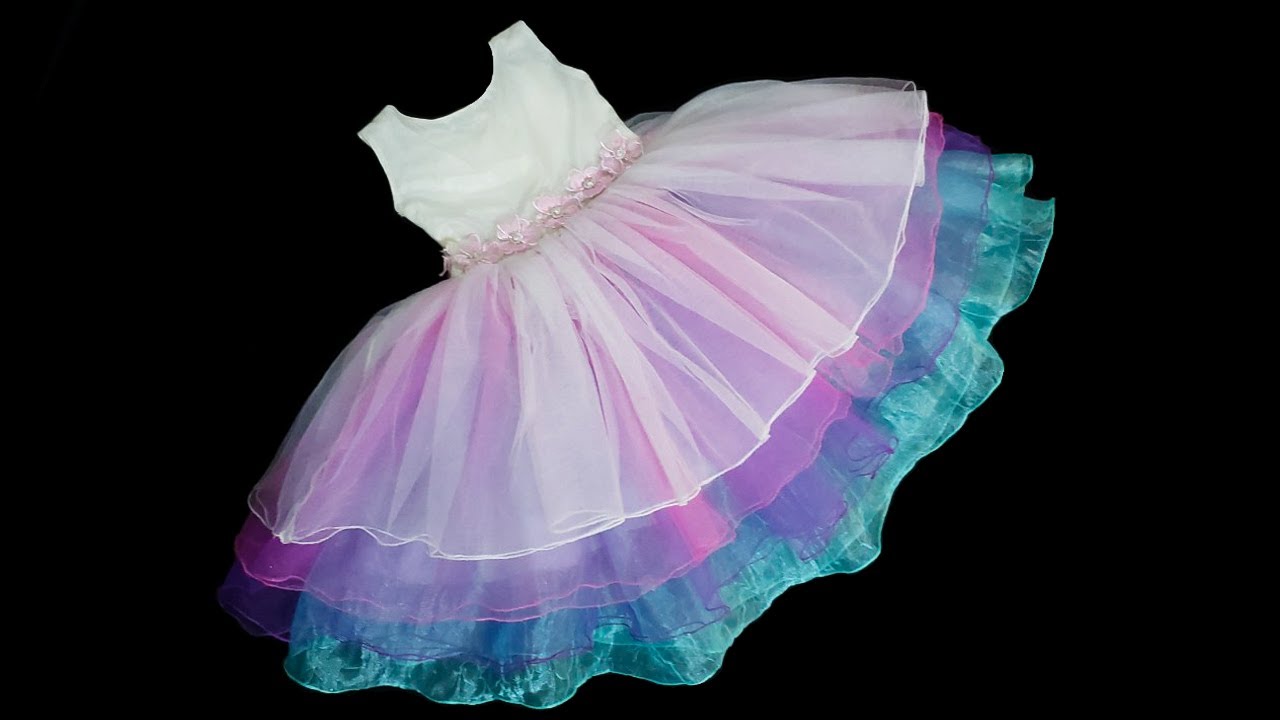 خياطة فستان للعيد في عشر دقائق بقطع من التل الملون