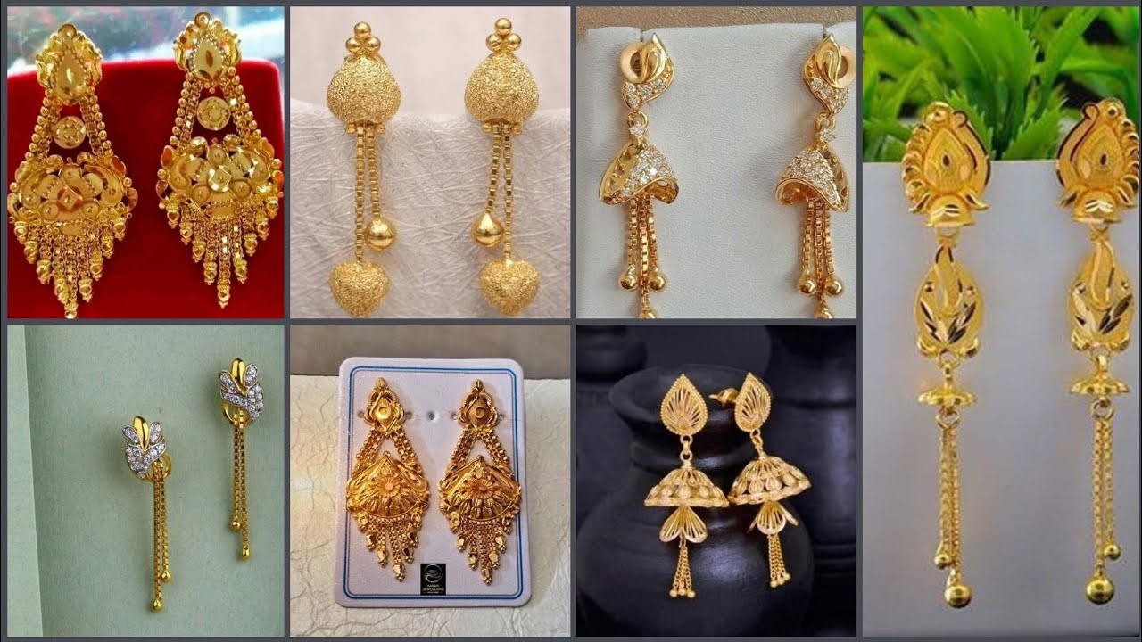 trending new gold earring design making, sonar kaner dul handmade সোনার  কানের দুল - YouTube