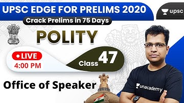 UPSC EDGE for Prelims 2020 | Indian Polity by Pawan Sir | Office of Speaker