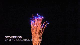 3 inch gold rain to blue mine by Sovereign at Firework Crazy
