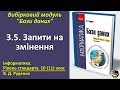 3.5. Запити на змінення | Вибірковий модуль Бази даних | 10(11) клас | Руденко
