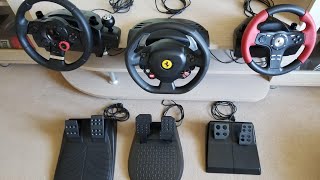 Logitech DFGT / Formula Force EX / Thrustmaster 458 wheels visual comparison and Force Feedback Test