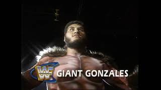 Giant Gonzalez (with Harvey Wippleman) beats 3 jobbers in a Handicap Match (WWF)