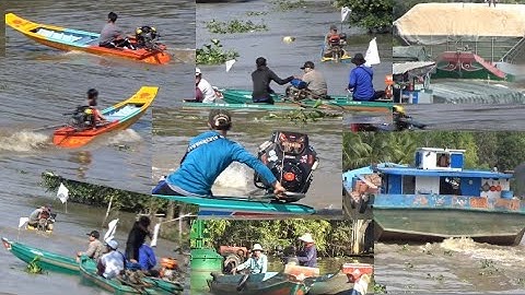 Xà lan mất lái sắn vào bờ, ghe chấu tới. 