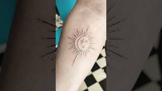 Delicate Boho Tattoo For Woman Sun And Moon With Stars