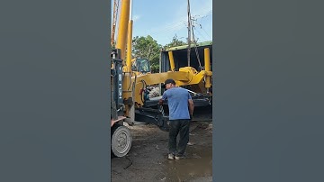 excavator grader into container 40ft