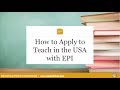 Webinar: How to Apply to Teach in the USA with EPI 4.26.18