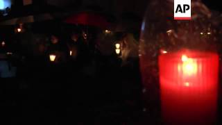Penitents join villagers in traditional "Fogareus" procession