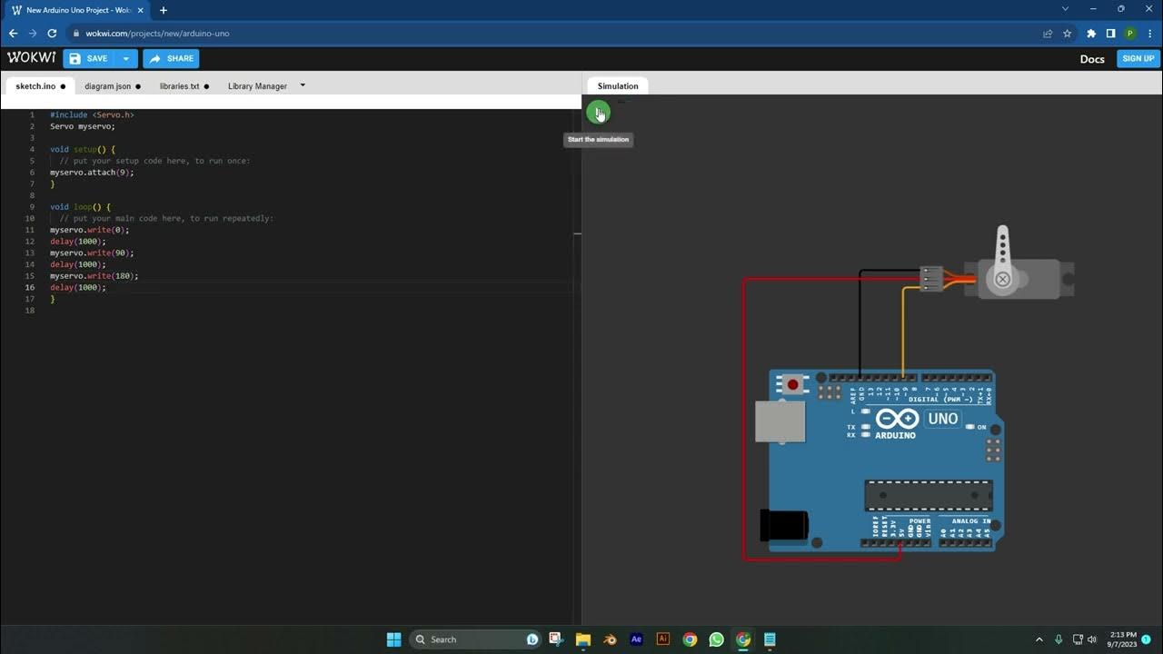 Belajar Pemrograman Arduino dengan Simulator WOKWI Menggerakkan Sudut ...