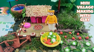 How to make miniature village, farm, farmer | DIY Clay village making