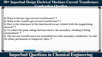 MCQ Questions Design Electrical Machines Current Transformers Construction with Answers