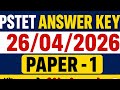 PSTET Answer key 26/04/2026 Maths