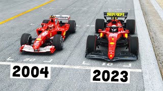 Ferrari F1 2023 vs Ferrari F1 2004 (Schumacher) -  Imola GP