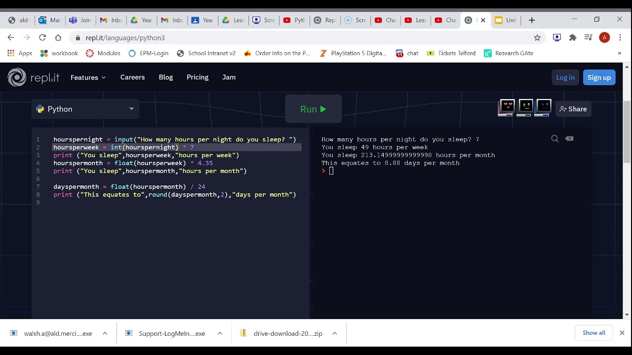 Lesson 2 Sleep Calculator Solution - YouTube