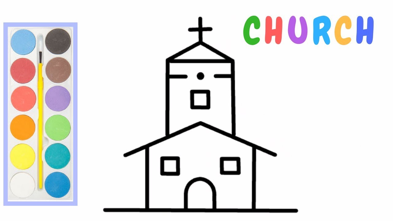 Download CHURCH Drawing || how to draw a church step by Simple easy ...