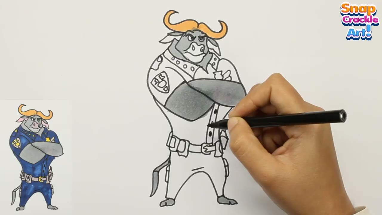 How To Draw Chief Bogo Step By Step | Zootopia