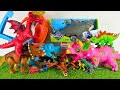 Jurassic World Toys Unboxing Asmr Colorful Dinosaur Triceratops T-rex Dragon 3 Heads Megalodon