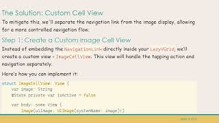 Solving the NavigationLink Cycling Issue in SwiftUI's LazyVGrid